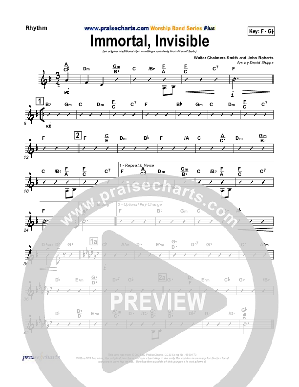 Immortal Invisible Rhythm Chart (Traditional Hymn / PraiseCharts)