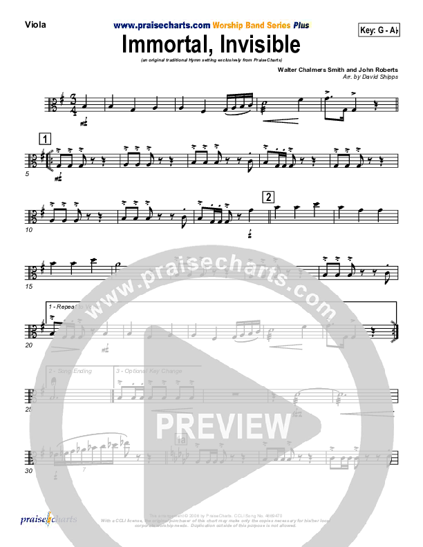 Immortal Invisible Viola (Traditional Hymn / PraiseCharts)