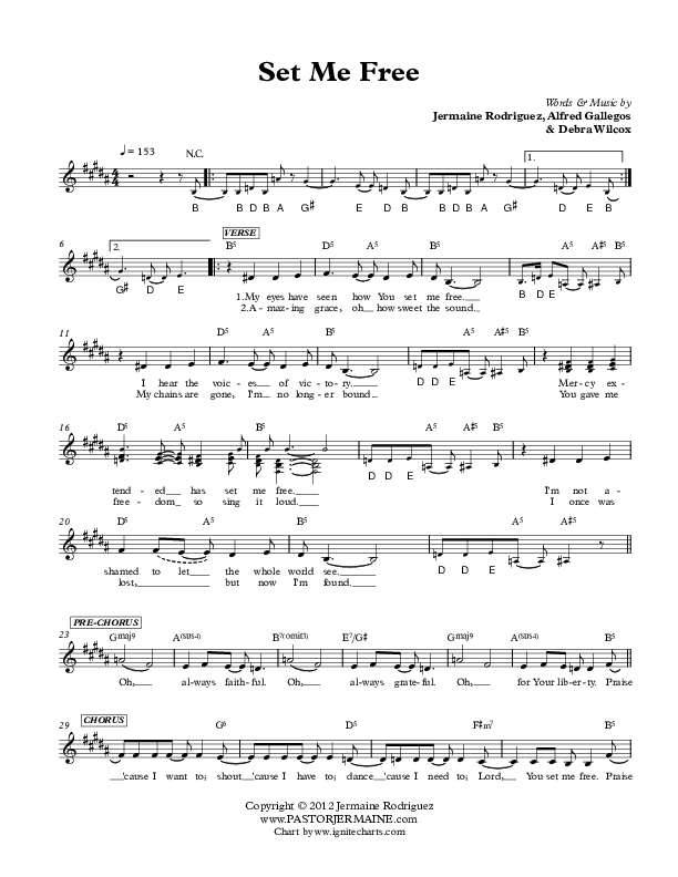 Set Me Free Lead Sheet (Jermaine Rodriguez)