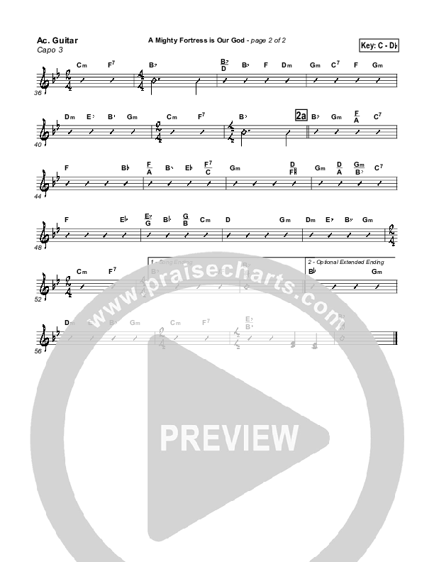 A Mighty Fortress Is Our God Acoustic Guitar (PraiseCharts / Traditional Hymn)