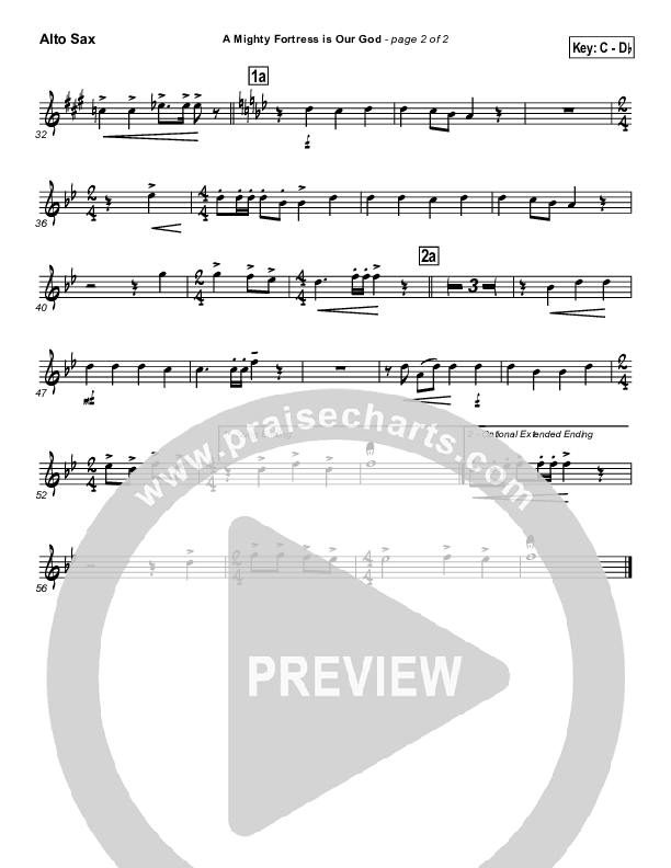 A Mighty Fortress Is Our God Alto Sax (PraiseCharts / Traditional Hymn)
