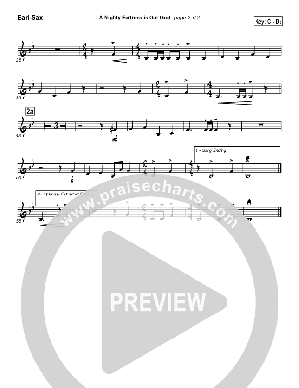 A Mighty Fortress Is Our God Bari Sax (PraiseCharts / Traditional Hymn)