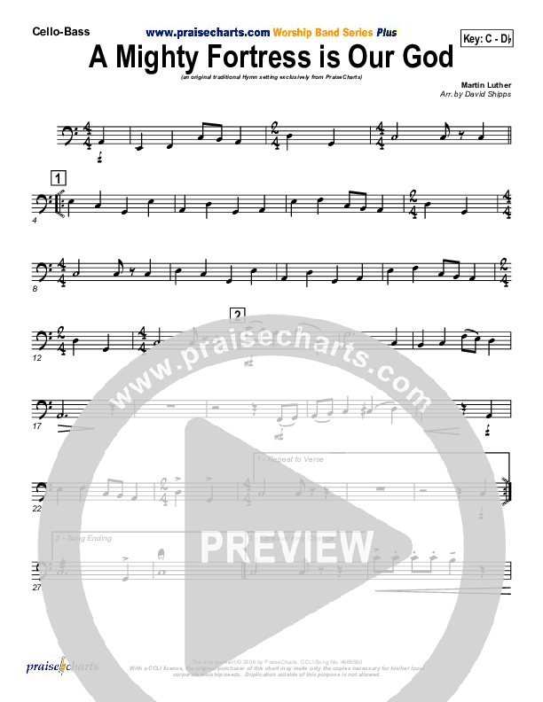 A Mighty Fortress Is Our God Cello/Bass (PraiseCharts / Traditional Hymn)