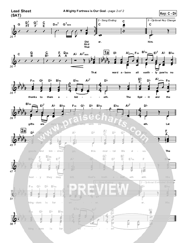 A Mighty Fortress Is Our God Lead Sheet (SAT) (PraiseCharts / Traditional Hymn)