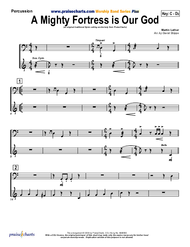 A Mighty Fortress Is Our God Percussion (PraiseCharts / Traditional Hymn)