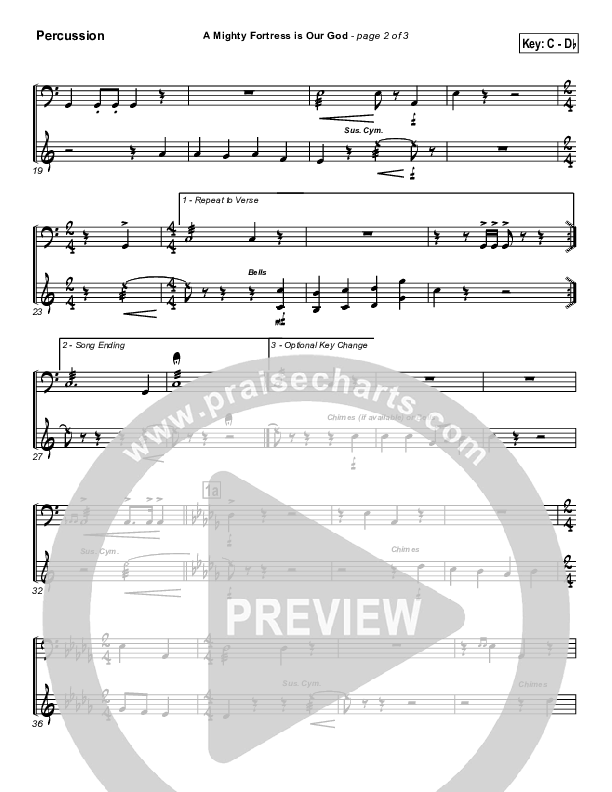 A Mighty Fortress Is Our God Percussion (PraiseCharts / Traditional Hymn)