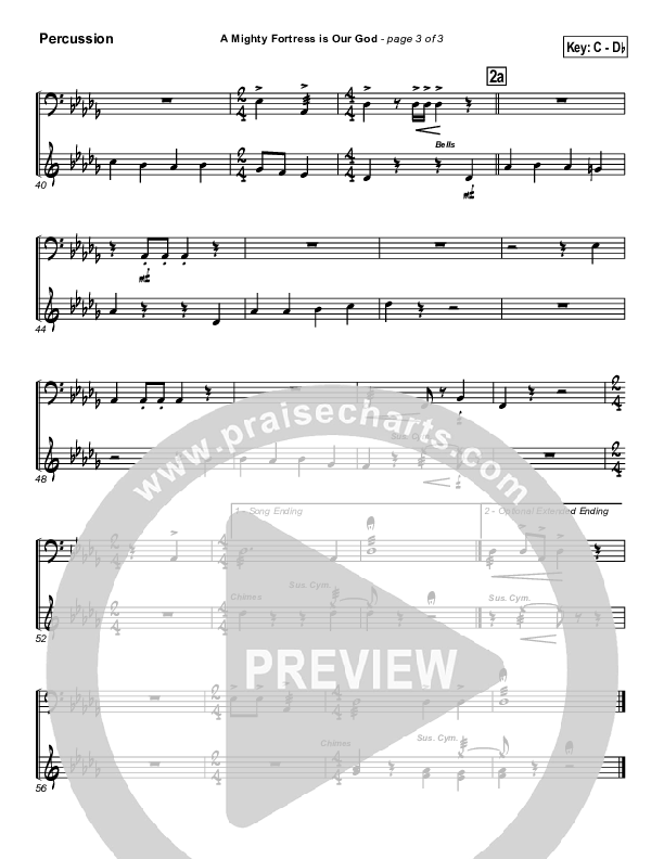 A Mighty Fortress Is Our God Percussion (PraiseCharts / Traditional Hymn)