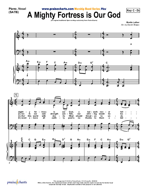 A Mighty Fortress Is Our God Piano/Vocal (SATB) (PraiseCharts / Traditional Hymn)