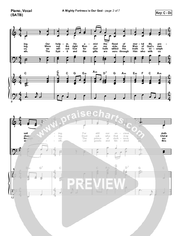 A Mighty Fortress Is Our God Piano/Vocal (SATB) (PraiseCharts / Traditional Hymn)