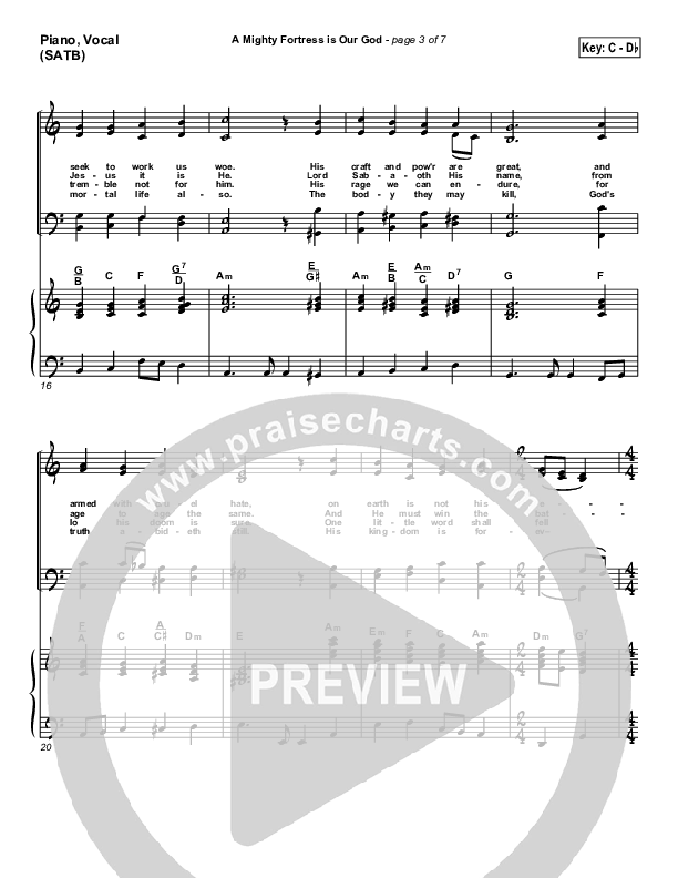 A Mighty Fortress Is Our God Piano/Vocal (SATB) (PraiseCharts / Traditional Hymn)