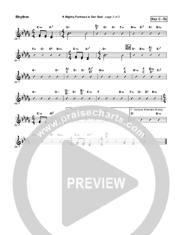 A Mighty Fortress Is Our God Rhythm Chart (PraiseCharts / Traditional Hymn)
