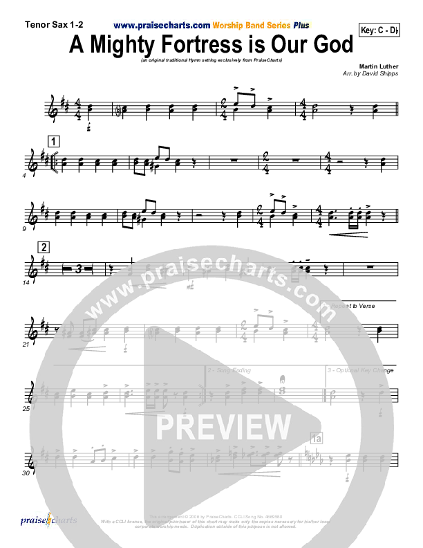 A Mighty Fortress Is Our God Tenor Sax 1/2 (PraiseCharts / Traditional Hymn)