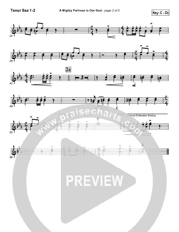A Mighty Fortress Is Our God Tenor Sax 1/2 (PraiseCharts / Traditional Hymn)