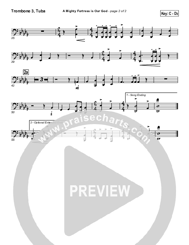 A Mighty Fortress Is Our God Trombone 3/Tuba (PraiseCharts / Traditional Hymn)