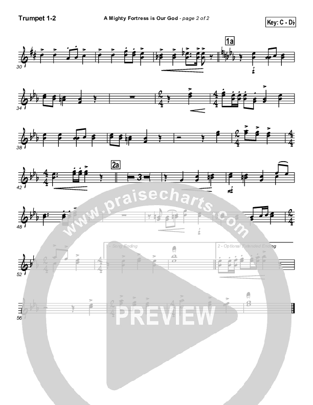 A Mighty Fortress Is Our God Trumpet 1,2 (PraiseCharts / Traditional Hymn)