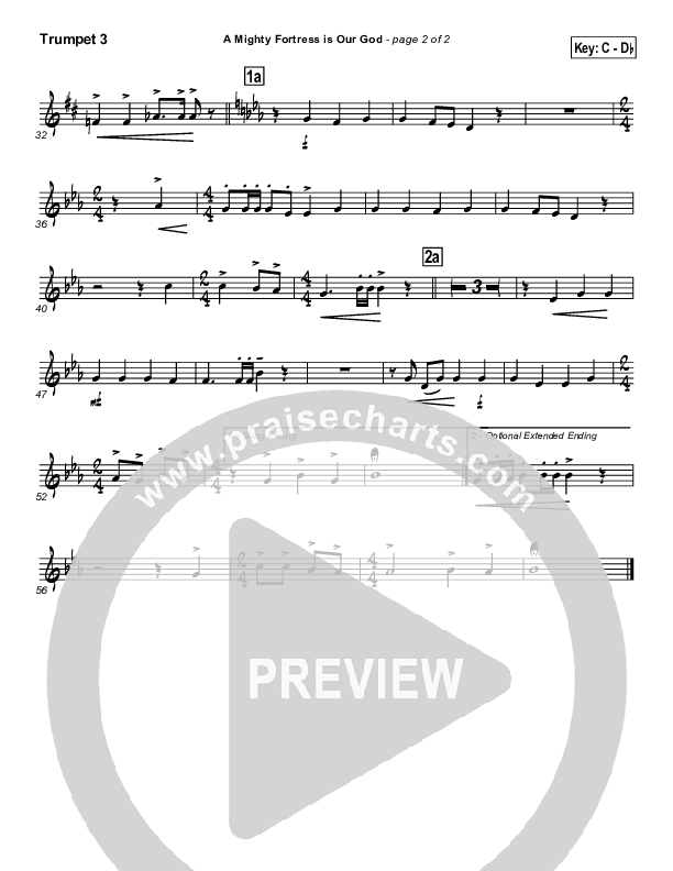 A Mighty Fortress Is Our God Trumpet 3 (PraiseCharts / Traditional Hymn)