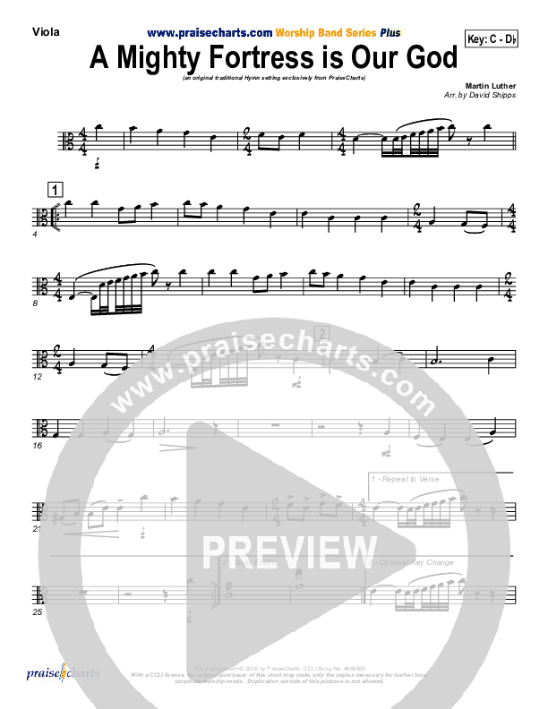 A Mighty Fortress Is Our God Viola (PraiseCharts / Traditional Hymn)