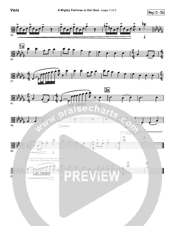 A Mighty Fortress Is Our God Viola (PraiseCharts / Traditional Hymn)