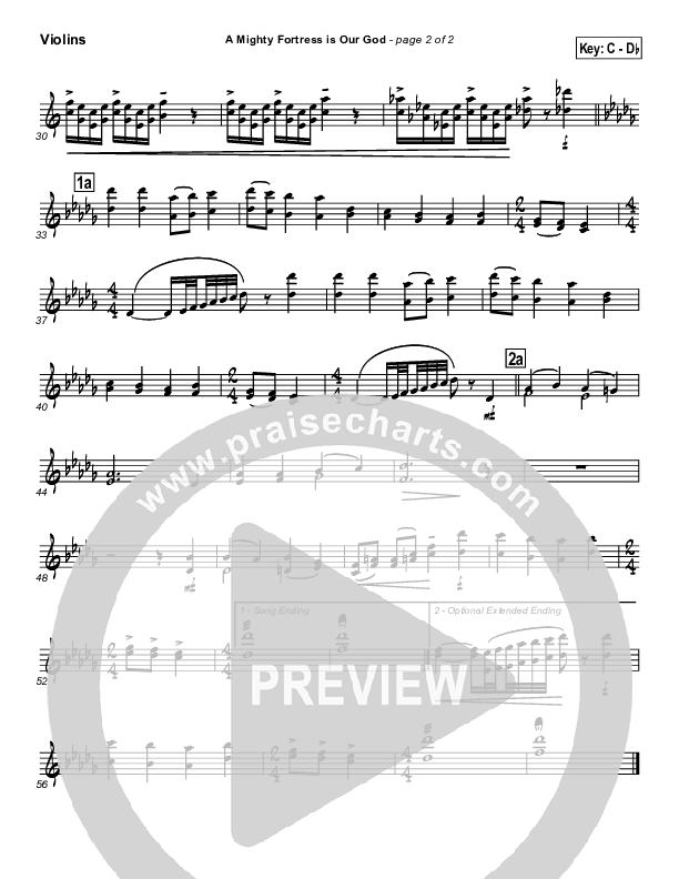 A Mighty Fortress Is Our God Violins (PraiseCharts / Traditional Hymn)