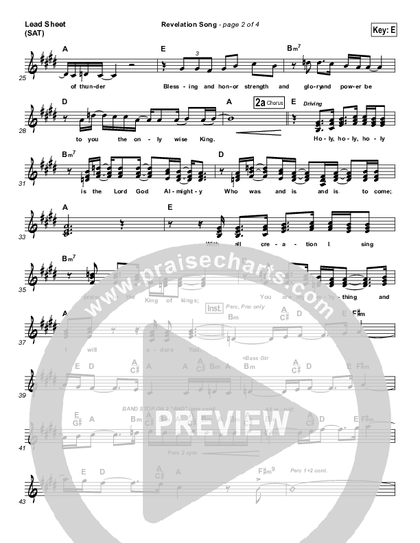 Revelation Song Lead Sheet (Frank Ralls)