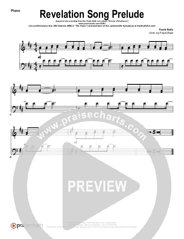 Revelation Song Piano Sheet (Frank Ralls)