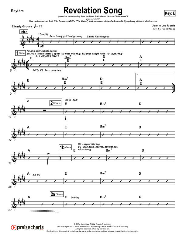 Revelation Song Rhythm Chart (Frank Ralls)