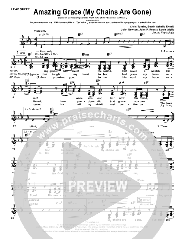 Amazing Grace (My Chains Are Gone) Lead (SAT) (Frank Ralls)