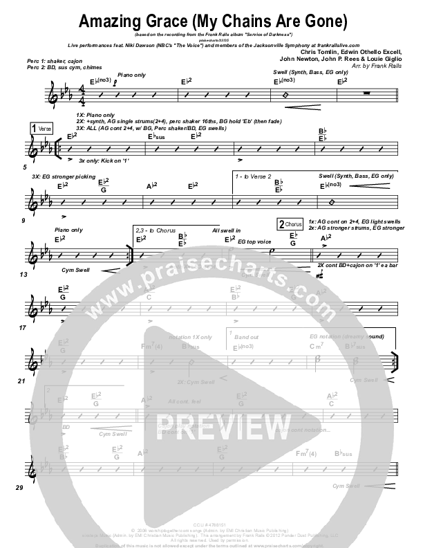 Amazing Grace (My Chains Are Gone) Rhythm Chart (Frank Ralls)