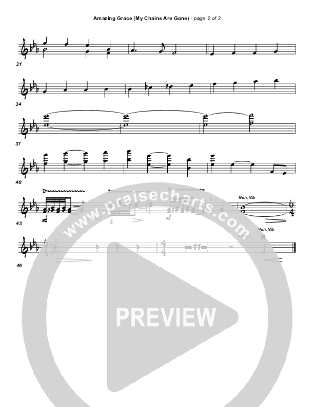 Amazing Grace (My Chains Are Gone) Violin 1/2 (Frank Ralls)