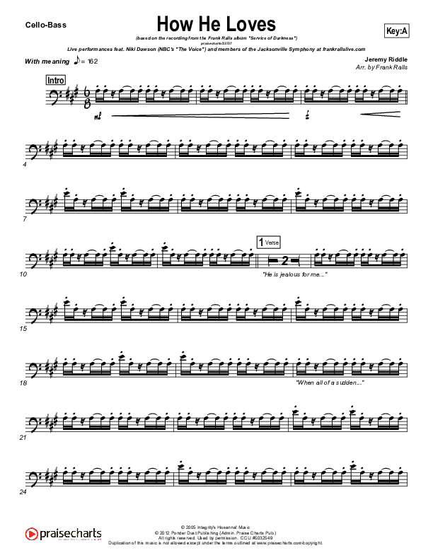 How He Loves Cello/Bass (Frank Ralls)