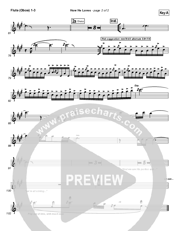 How He Loves Flute/Oboe 1/2/3 (Frank Ralls)