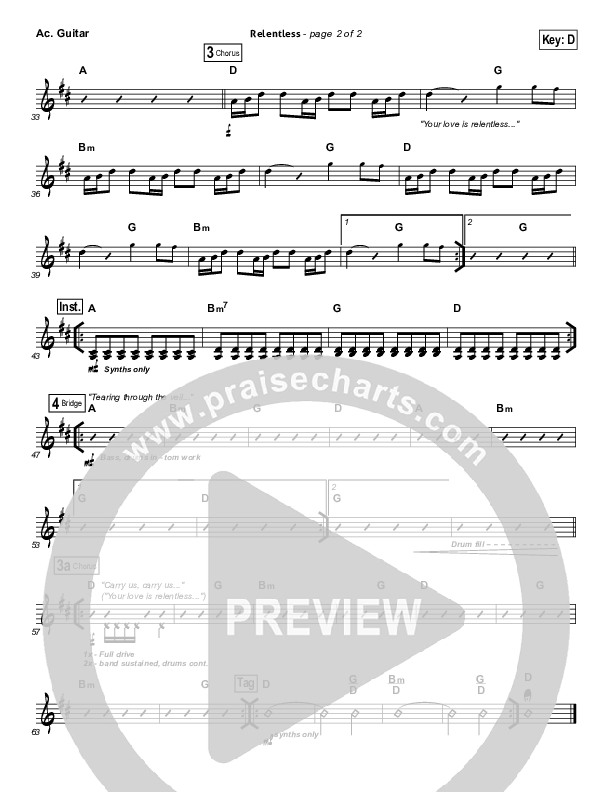 Relentless Acoustic Guitar (Hillsong UNITED)