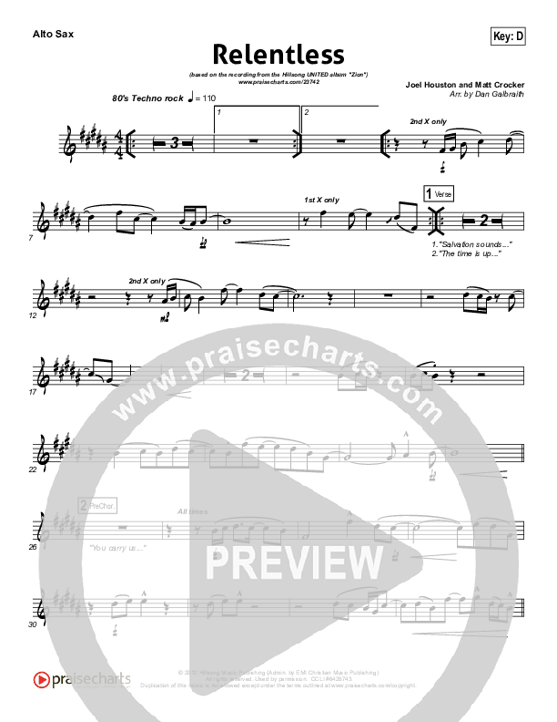 Relentless Alto Sax (Hillsong UNITED)