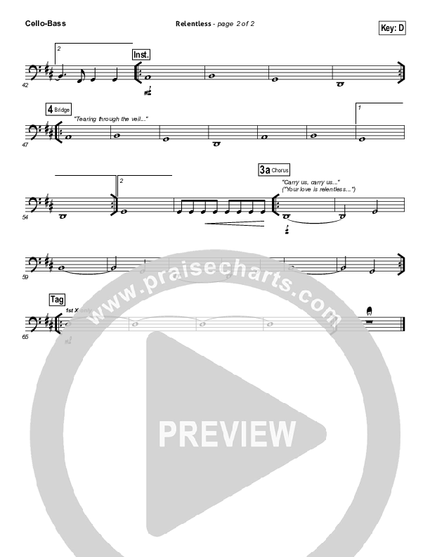 Relentless Cello/Bass (Hillsong UNITED)