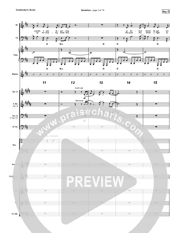 Relentless Conductor's Score (Hillsong UNITED)