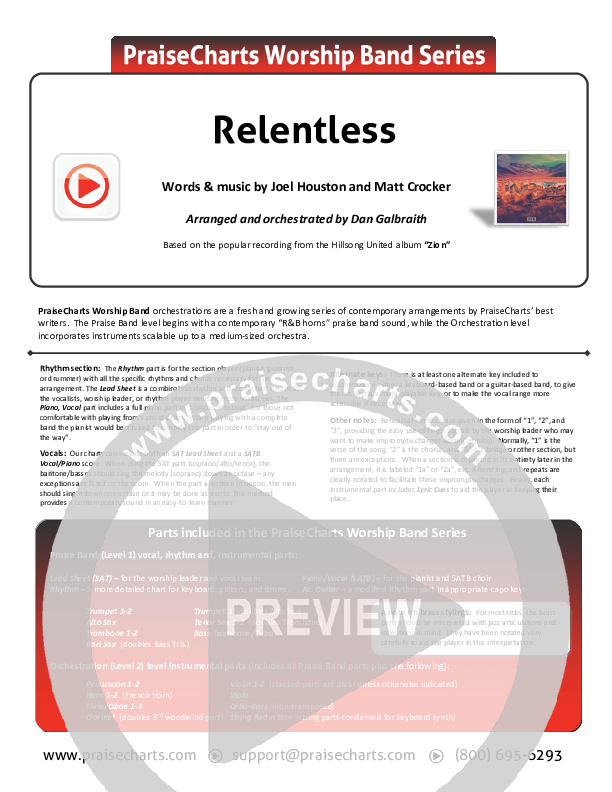 Relentless Cover Sheet (Hillsong UNITED)