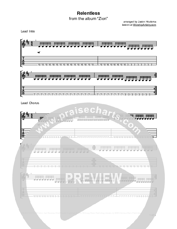 Relentless Guitar TAB/Riffs (Hillsong UNITED)