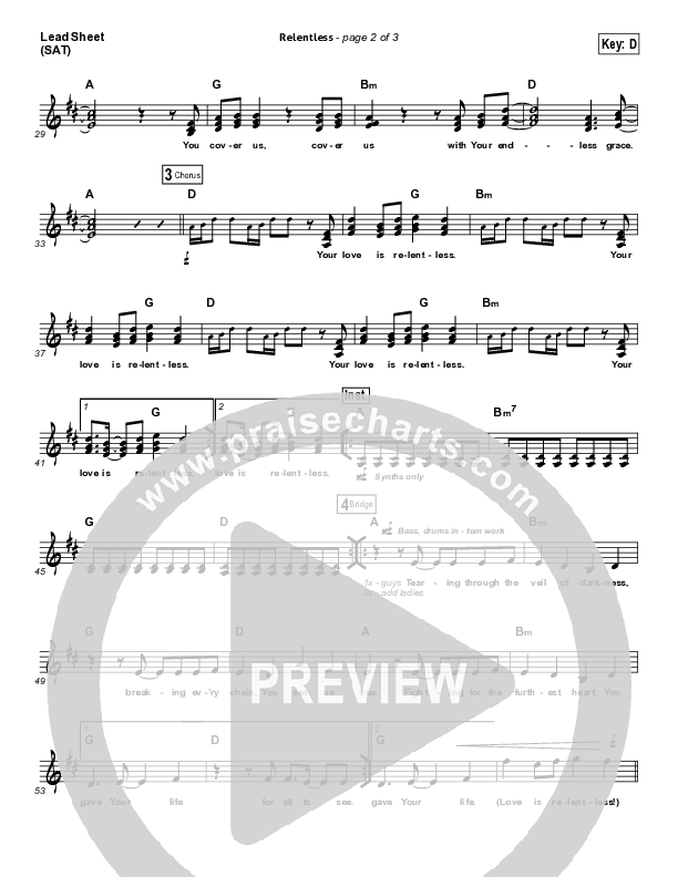 Relentless Lead Sheet (SAT) (Hillsong UNITED)