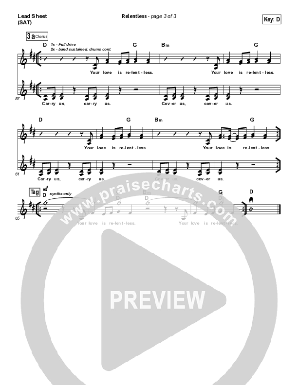 Relentless Lead Sheet (SAT) (Hillsong UNITED)
