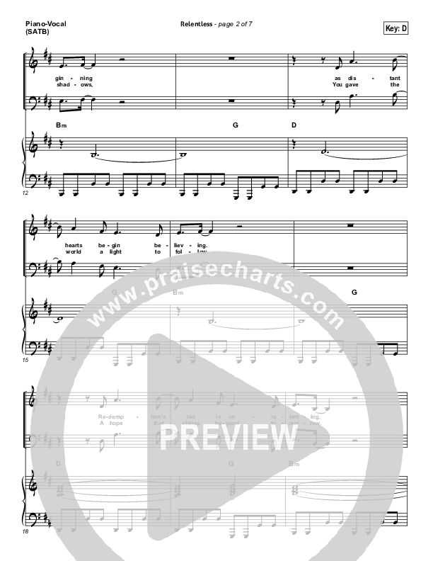 Relentless Piano/Vocal & Lead (Hillsong UNITED)