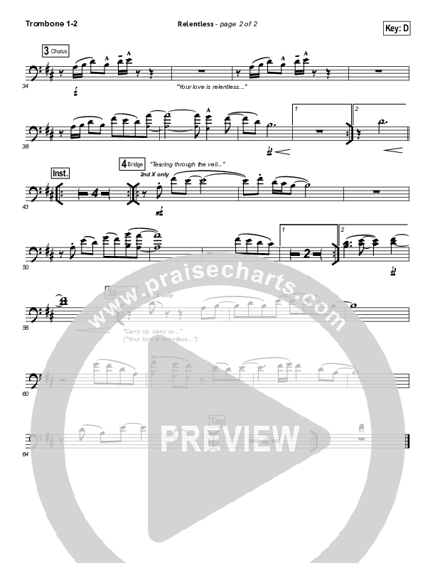 Relentless Trombone 1/2 (Hillsong UNITED)