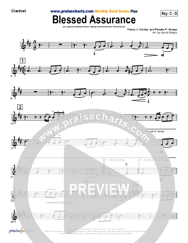 Blessed Assurance Clarinet (Traditional Hymn / PraiseCharts)