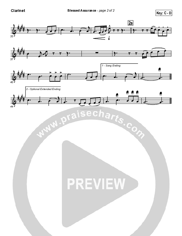 Blessed Assurance Clarinet (Traditional Hymn / PraiseCharts)