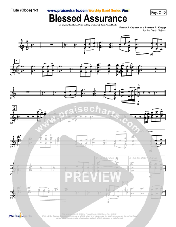 Blessed Assurance Flute/Oboe 1/2/3 (Traditional Hymn / PraiseCharts)