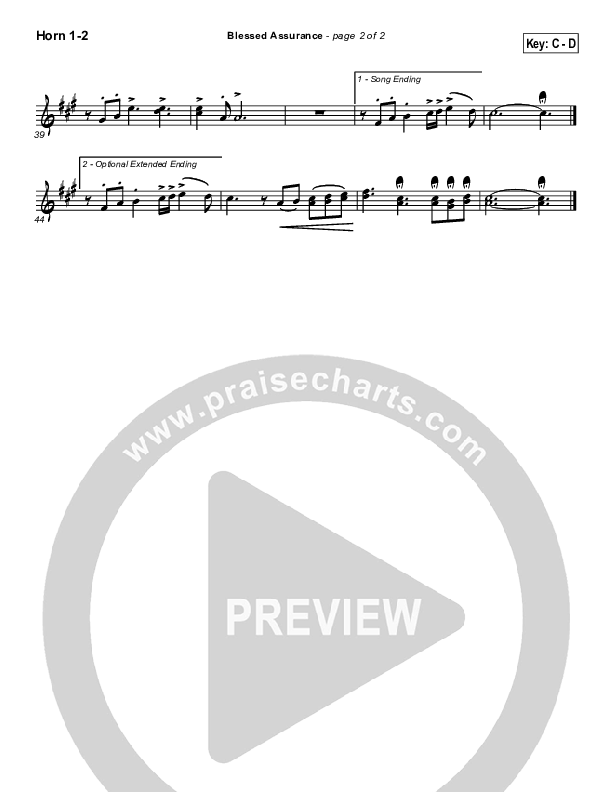 Blessed Assurance French Horn 1/2 (Traditional Hymn / PraiseCharts)