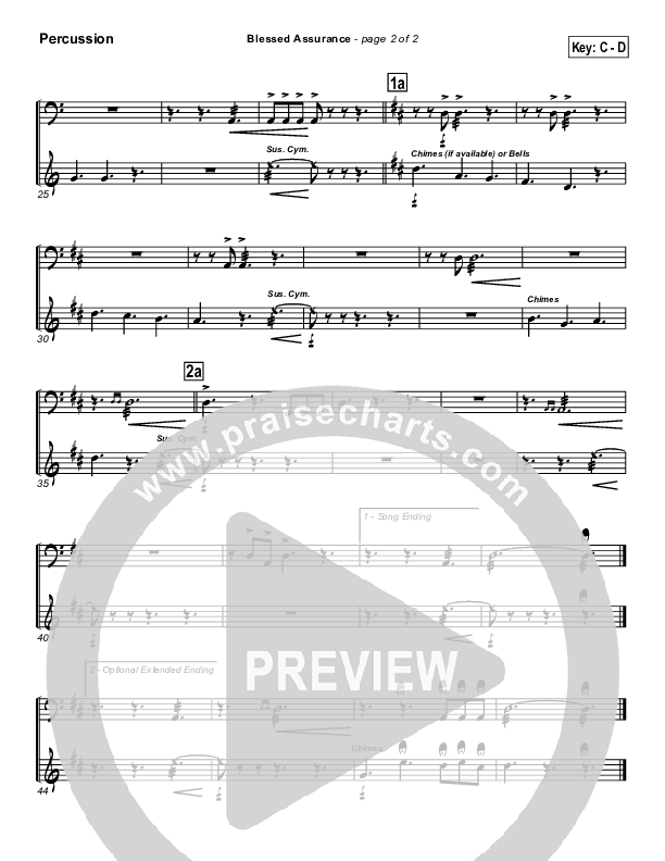 Blessed Assurance Percussion (Traditional Hymn / PraiseCharts)