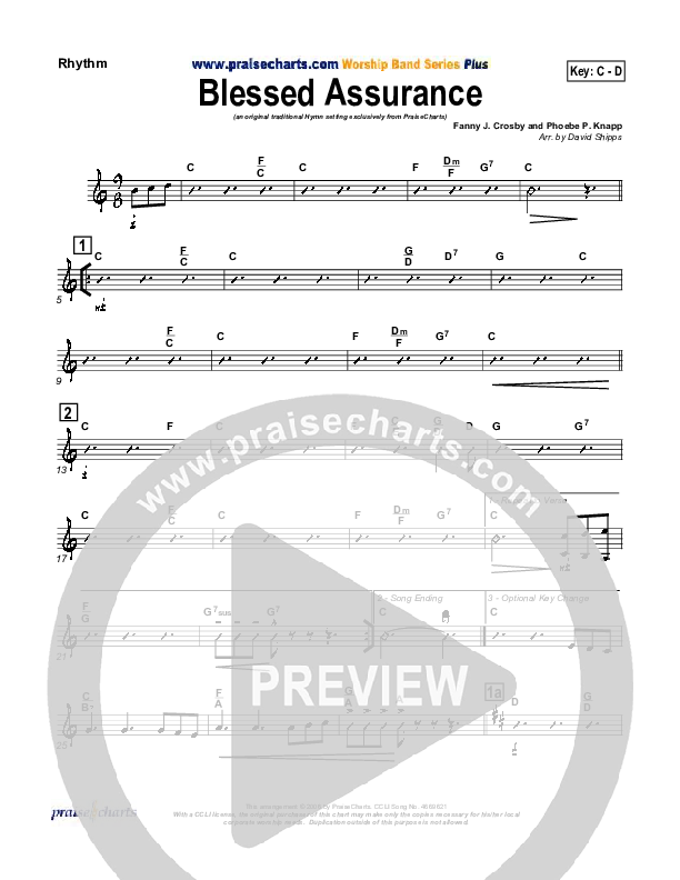 Blessed Assurance Rhythm Chart (Traditional Hymn / PraiseCharts)