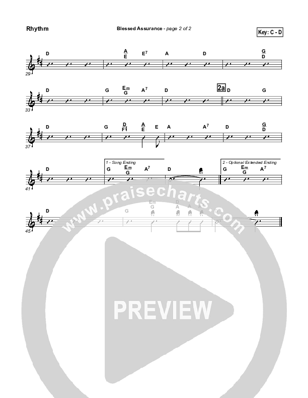 Blessed Assurance Rhythm Chart (Traditional Hymn / PraiseCharts)