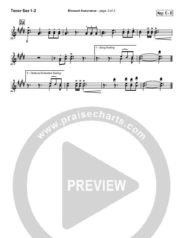 Blessed Assurance Tenor Sax 1/2 (Traditional Hymn / PraiseCharts)