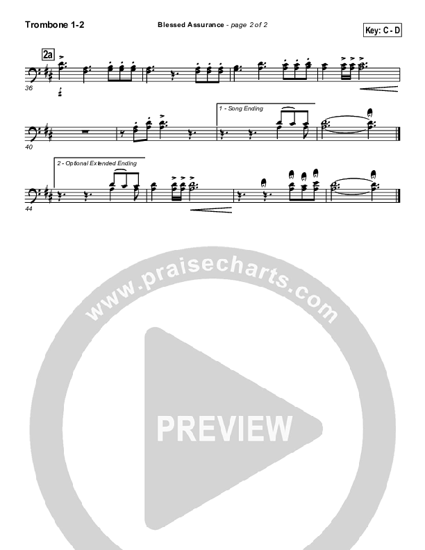 Blessed Assurance Trombone 1/2 (Traditional Hymn / PraiseCharts)